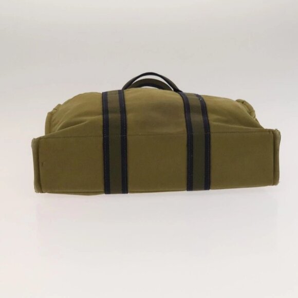 HERMES Fourre Tout Hand Bag Canvas 2Set Green Black Auth ti3372 - Picture 13 of 16